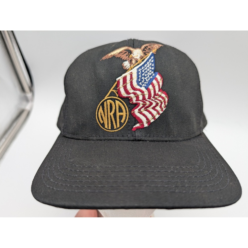 Vintage NRA Millennium Member Hat Black Snapback Made in USA Eagle Flag Logo